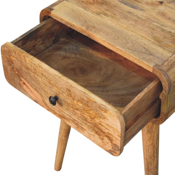 Solid Mango Wood Oak Finished 1 Drawer Avora Nightstand - Image 5