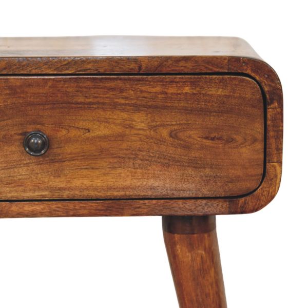 Solid Mango Wood Chestnut Finished 1 Drawer Avora Nightstand - Image 3