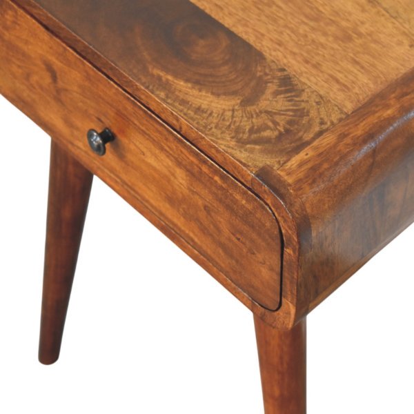 Solid Mango Wood Chestnut Finished 1 Drawer Avora Nightstand - Image 4