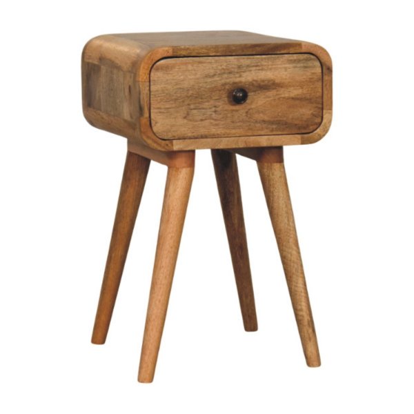 Solid Mango Wood Oak Finished 1 Drawer Avora Mini Nightstand - Image 2