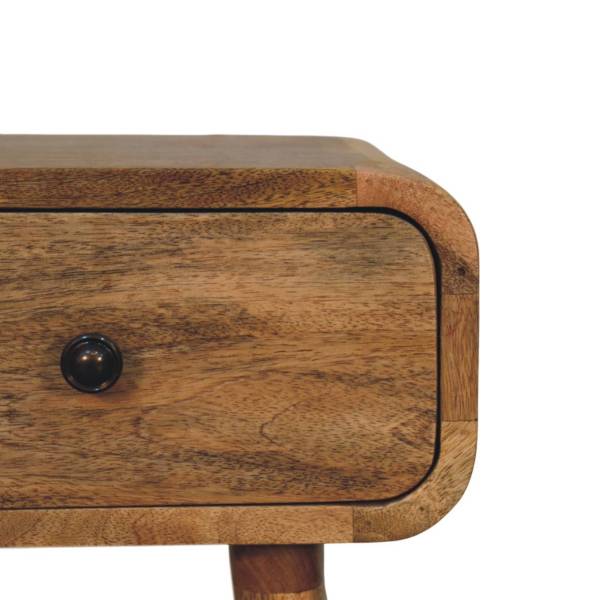 Solid Mango Wood Oak Finished 1 Drawer Avora Mini Nightstand - Image 3