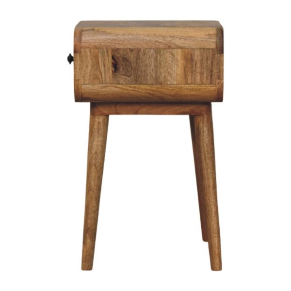 Solid Mango Wood Oak Finished 1 Drawer Avora Mini Nightstand - Image 7