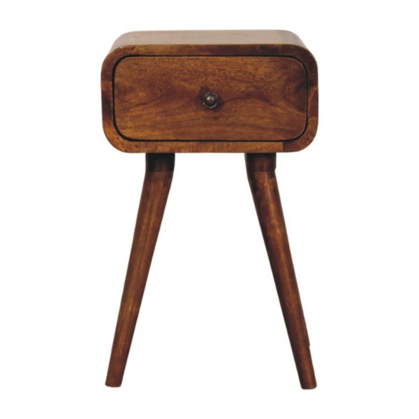 Solid Mango Wood Chestnut Finished 1 Drawer Avora Mini Nightstand