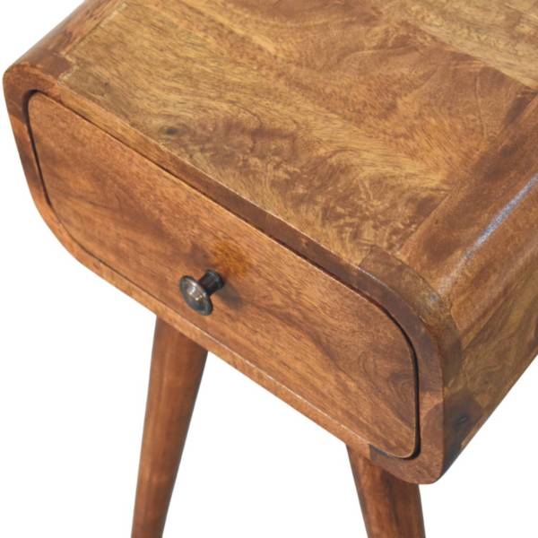 Solid Mango Wood Chestnut Finished 1 Drawer Avora Mini Nightstand - Image 5