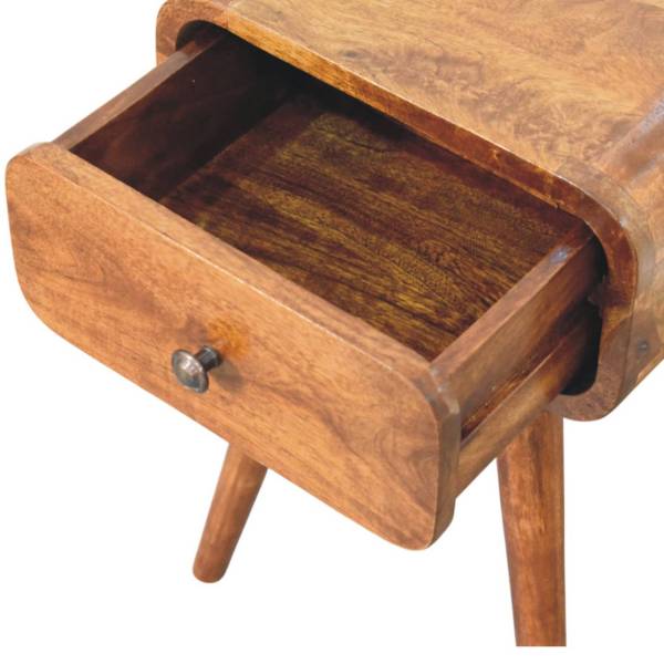 Solid Mango Wood Chestnut Finished 1 Drawer Avora Mini Nightstand - Image 6