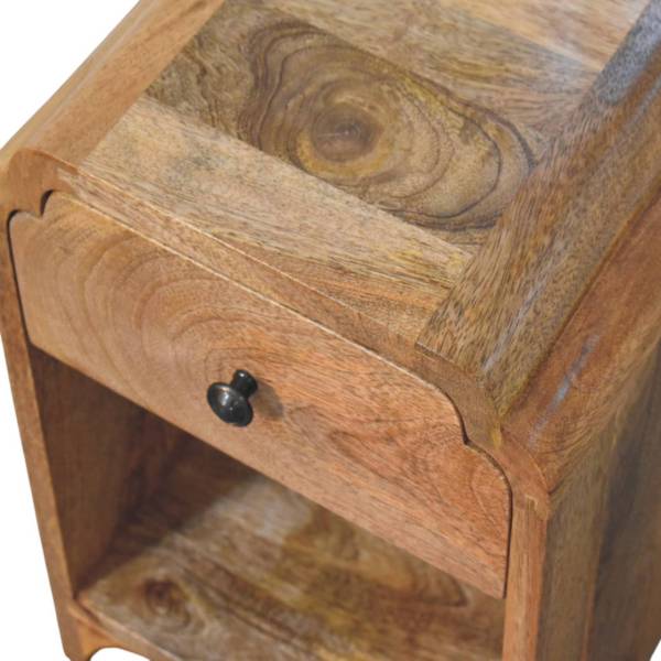 Solid Mango Wood Oak Finished 1 Drawer 1 Slot Newton Mini Nightstand - Image 4