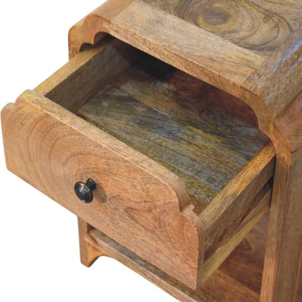 Solid Mango Wood Oak Finished 1 Drawer 1 Slot Newton Mini Nightstand - Image 5