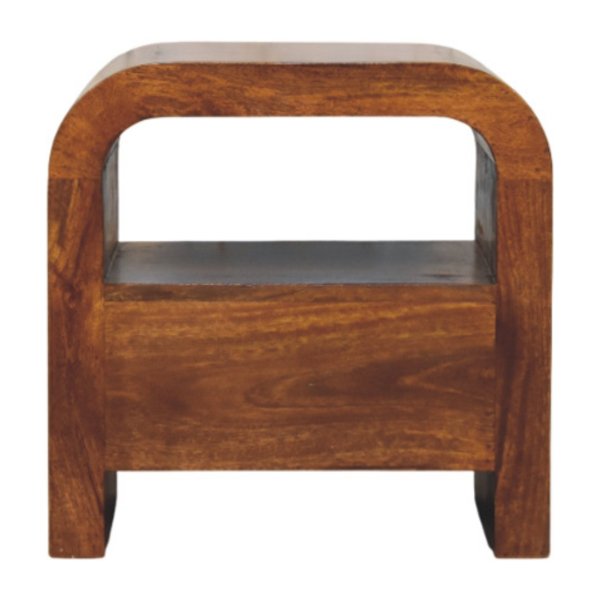 Solid Mango Wood Chestnut Finished 1 Drawer 1 Shelf Darcy Nightstand - Image 8