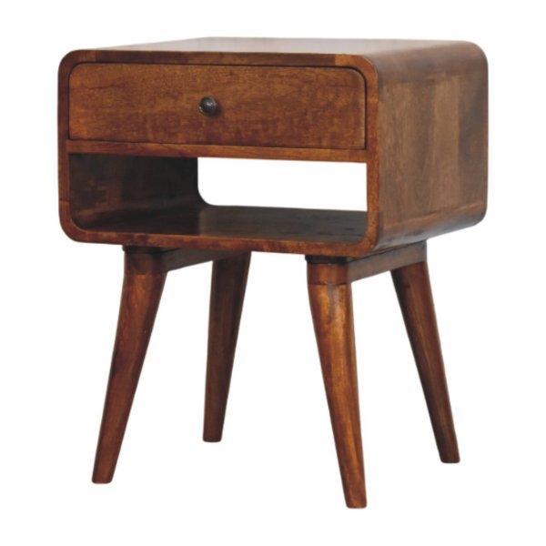 Solid Mango Wood Chestnut Finished 1 Drawer 1 Slot Avora Nightstand - Image 2