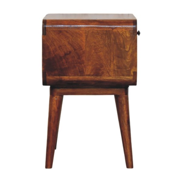 Solid Mango Wood Chestnut Finished 1 Drawer 1 Slot Avora Nightstand - Image 8