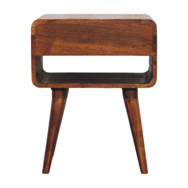 Solid Mango Wood Chestnut Finished 1 Drawer 1 Slot Avora Nightstand - Image 9