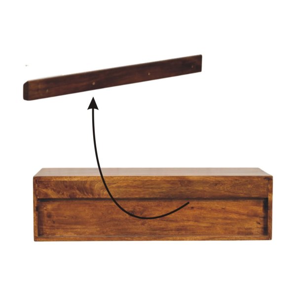 Solid Mango Wood Chestnut Finished 2 Drawer Lunar Wall Mounted Media Unit - Image 9