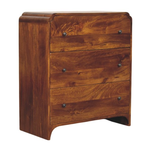 Solid Mango Wood Chestnut Finished Newton 3 Drawer Chest - Image 2