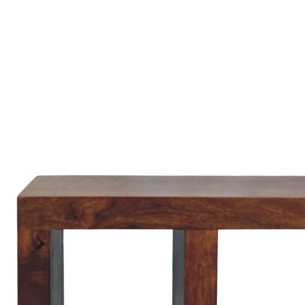 Solid Mango Wood Chestnut Finished Orion Curved Media Unit - Image 3