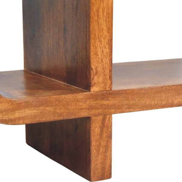 Solid Mango Wood Chestnut Finished Orion Curved Media Unit - Image 7