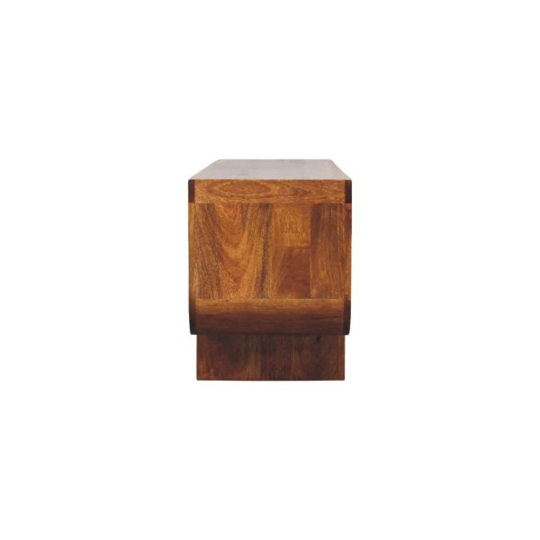 Solid Mango Wood Chestnut Finished Orion Curved Media Unit - Image 8
