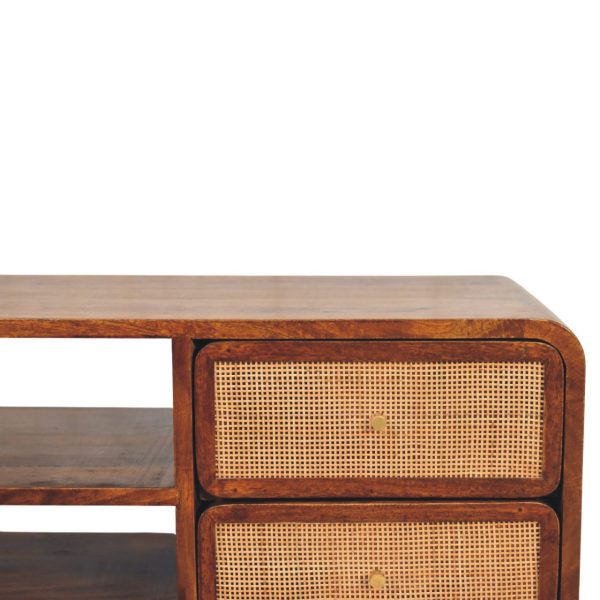 Solid Mango Wood Chestnut Finished Larissa 4 Drawer Media Unit - Image 3