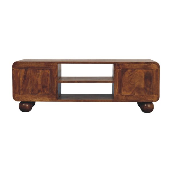 Solid Mango Wood Chestnut Finished Larissa 4 Drawer Media Unit - Image 8