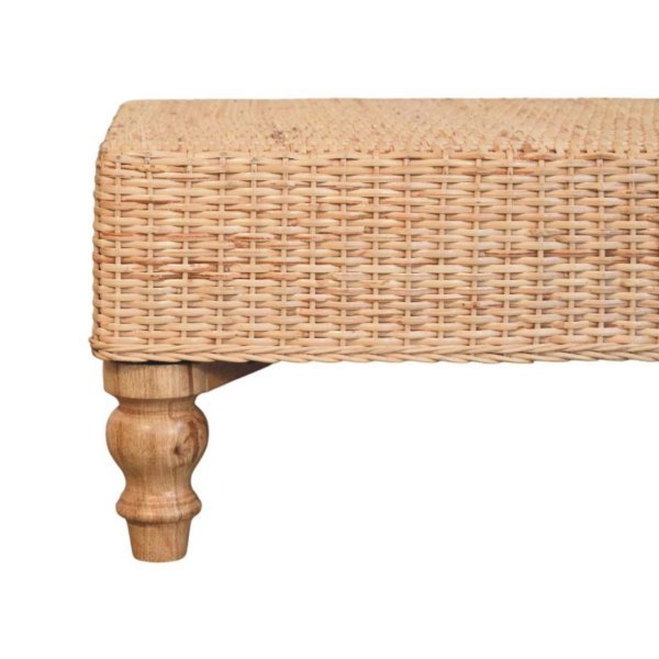 Solid Mango Wood Oak Finished Hand Woven Regency Coffee Table - Image 3