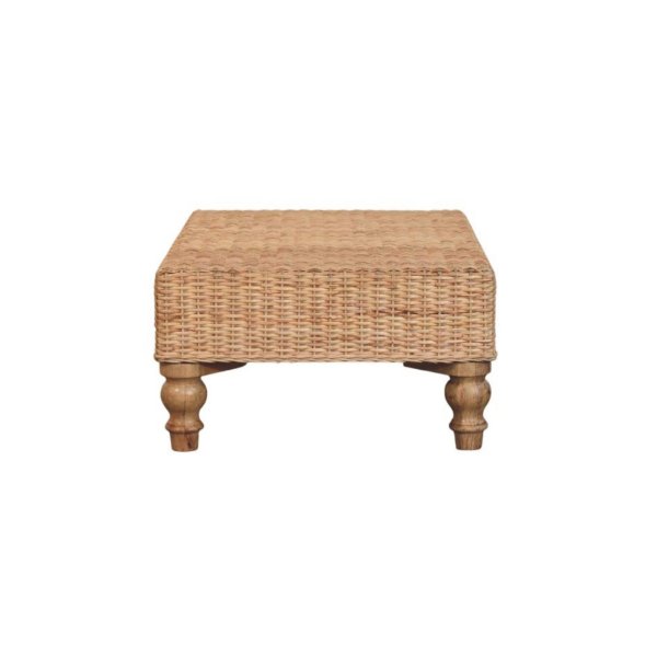 Solid Mango Wood Oak Finished Hand Woven Regency Coffee Table - Image 7