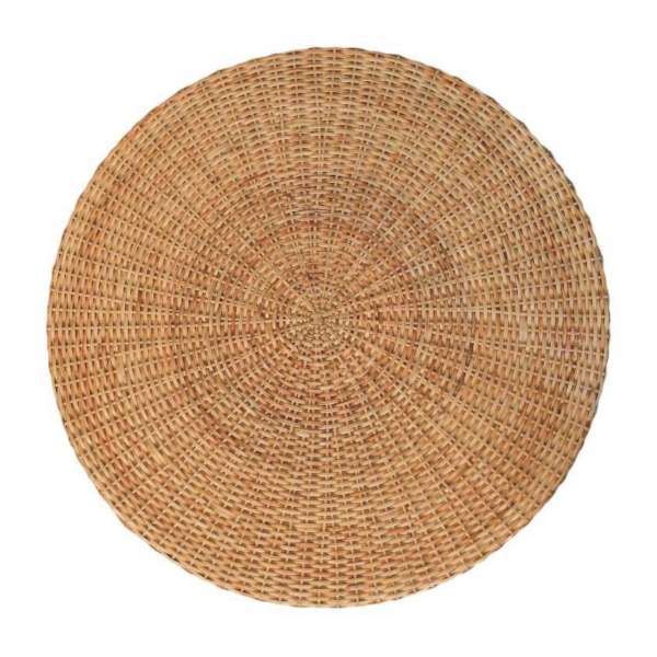 Solid Mango Wood Oak Finished Regency Round Woven Coffee Table with Ball Feet - Image 5