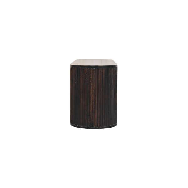 Solid Mango Wood Velvet Mocha Finished Fluted Bench - Image 8