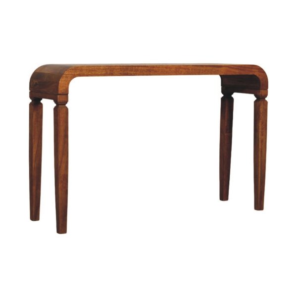 Solid Mango Wood Warm Amber Finished Arcus Console Table - Image 2
