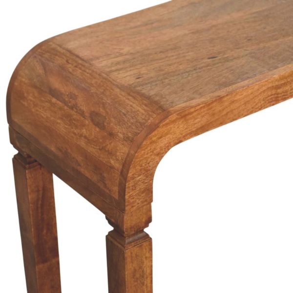 Solid Mango Wood Warm Amber Finished Arcus Console Table - Image 4