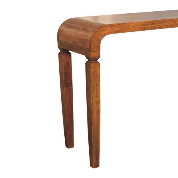 Solid Mango Wood Warm Amber Finished Arcus Console Table - Image 5