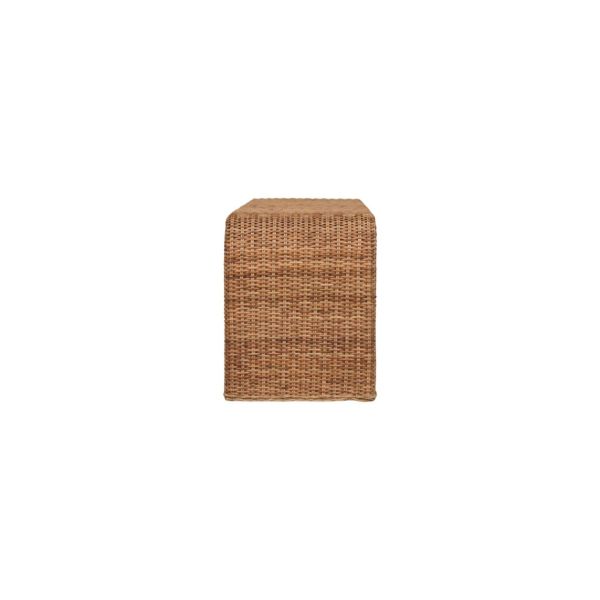 Solid Mango Wood Oak Finished Rattan Weave Bench - Image 8