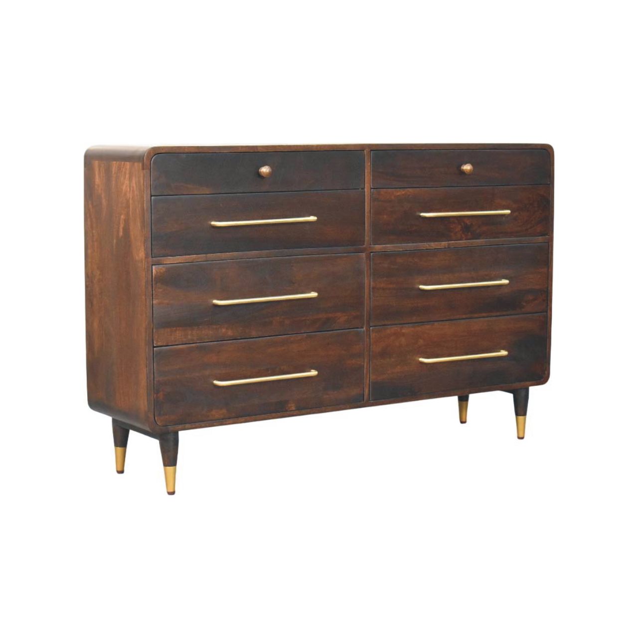 Solid Mango Wood Velvet Mocha Finished 6 Drawer Valenza Chest