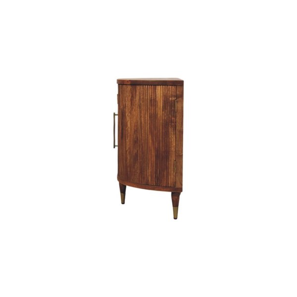 Solid Mango Wood Amber Oak Finished 4 Door Ravello Curved Fluted 4 Sideboard - Image 7