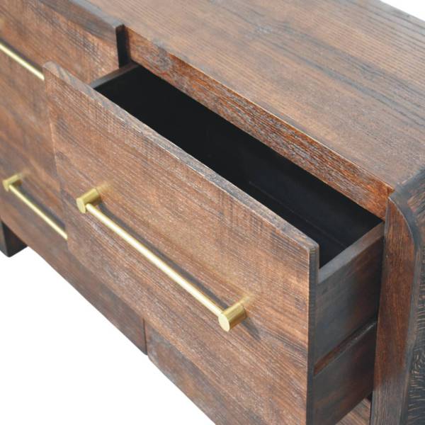Solid Mango Wood Smoked Oak Finished 4 Drawer Aurelio Chest of Drawers - Image 5