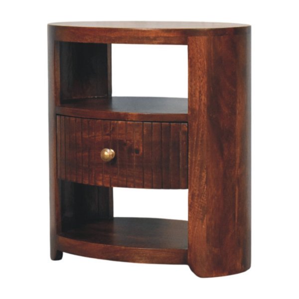Solid Mango Wood Wine Wood Finish 1 Drawer Bordeaux Bedside - Image 3