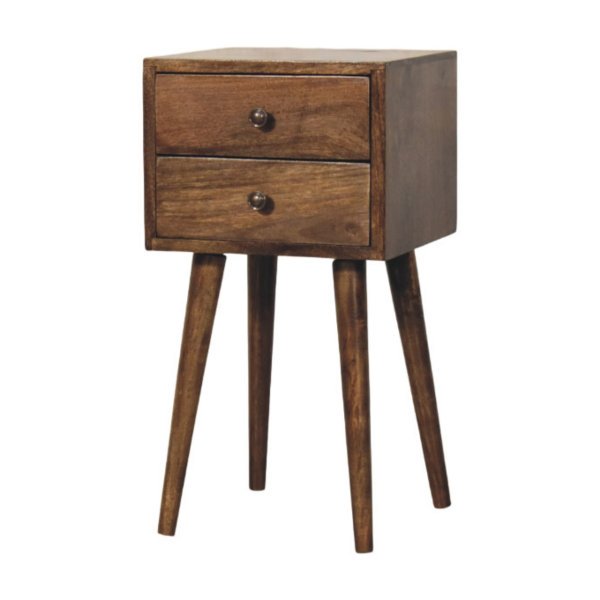 Solid Mango Wood Classic Grey Finished 2 Drawer Nordic Bedside - Image 2