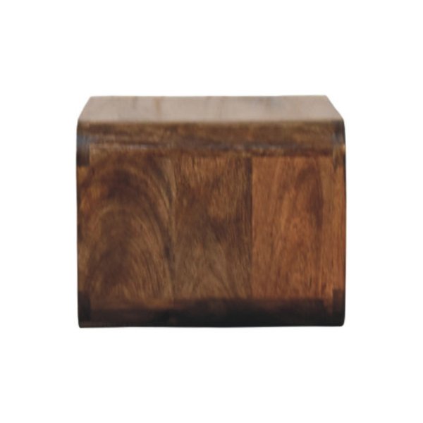 Solid Mango Wood Classic Grey Finished 1 Drawer Wall-Mount Open Slot Bedside - Image 8