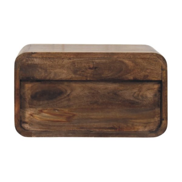 Solid Mango Wood Classic Grey Finished 1 Drawer Wall-Mount Open Slot Bedside - Image 7