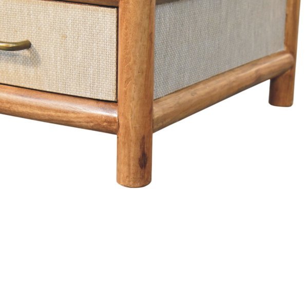 Solid Mango Wood Golden Teak Finish 2 Drawer Solara Rattan Coffee Table - Image 9