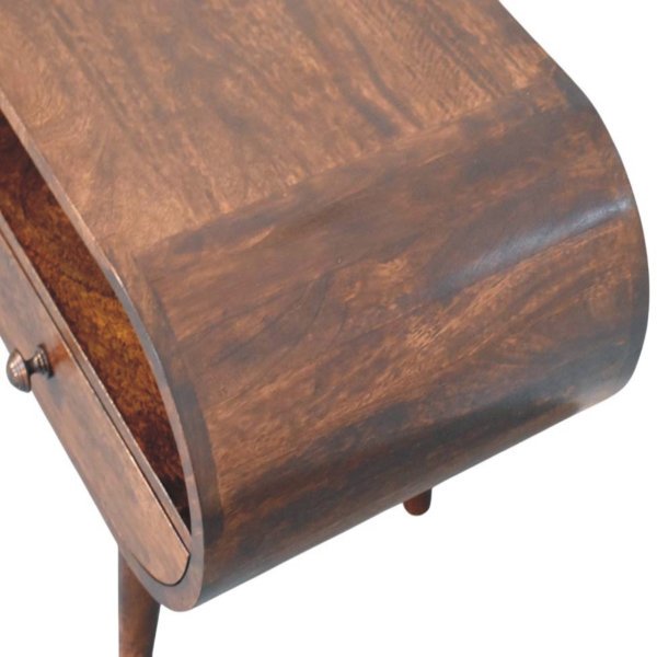 Solid Mango Wood Walnut Curved Two Drawer Media Unit - Image 5