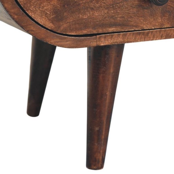 Solid Mango Wood Walnut Curved Two Drawer Media Unit - Image 7