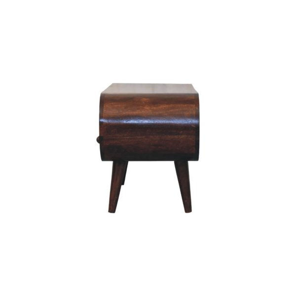 Solid Mango Wood Walnut Curved Two Drawer Media Unit - Image 8