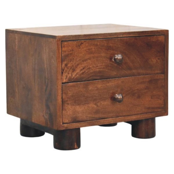 Solid Mango Wood California Walnut Two Drawer Bedside - Image 4