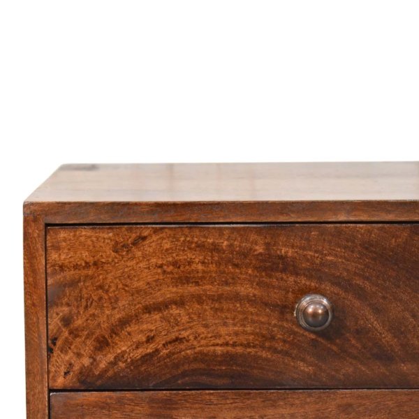 Solid Mango Wood California Walnut Two Drawer Bedside - Image 5