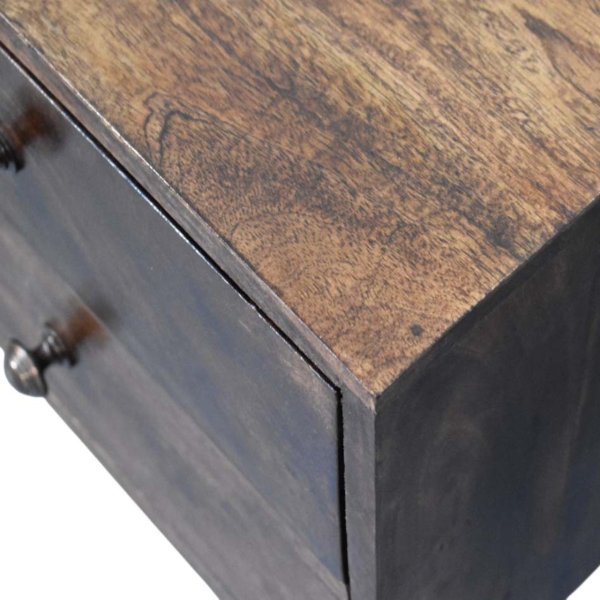 Solid Mango Wood California Walnut Two Drawer Bedside - Image 6