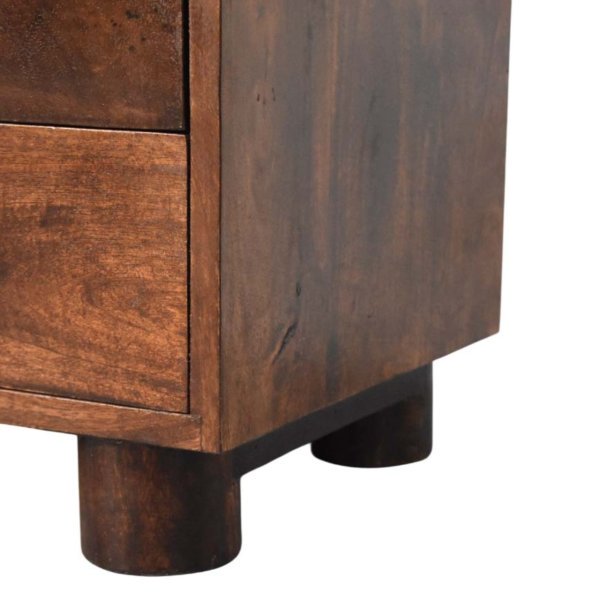 Solid Mango Wood California Walnut Two Drawer Bedside - Image 8