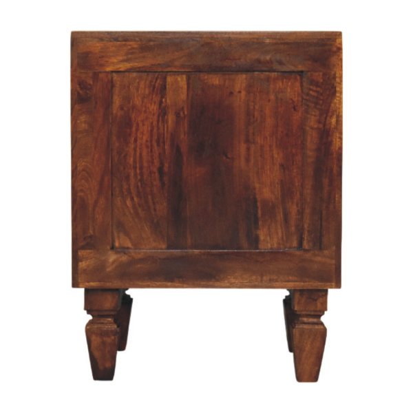 Solid Mango Wood Chestnut Finished 2 Drawer Harper Ribbed Chestnut Bedside - Image 7