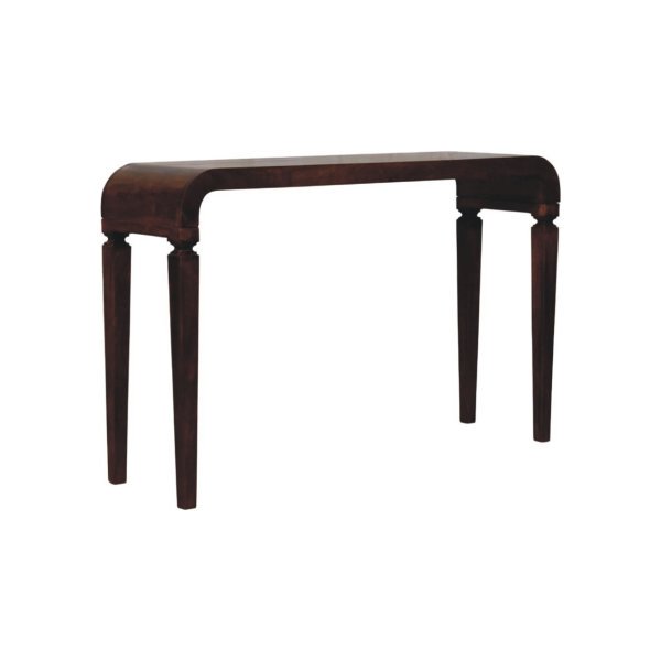 Solid Mango Wood Chestnut Finished Arcus Curved Console Table - Image 3