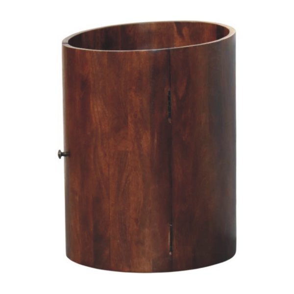 Solid Mango Wood Winewood Round Side Cabinet - Image 3