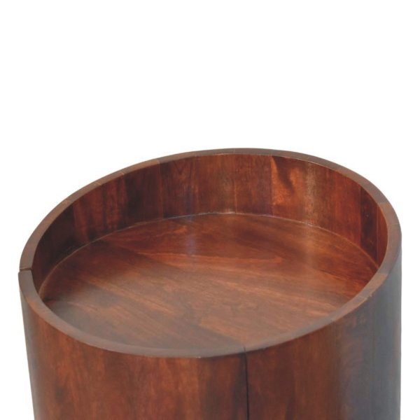 Solid Mango Wood Winewood Round Side Cabinet - Image 4