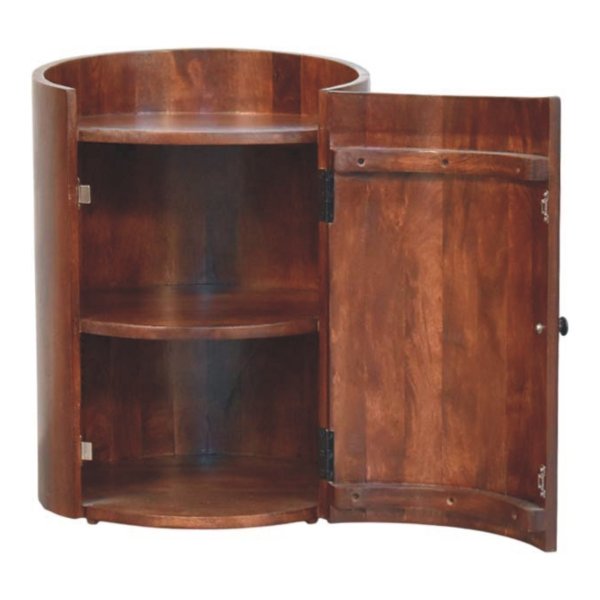 Solid Mango Wood Winewood Round Side Cabinet - Image 7